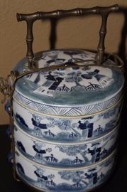 Antique Chinese Food Carrier with Brass handles