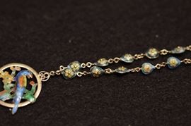 14K gold with enamel necklace