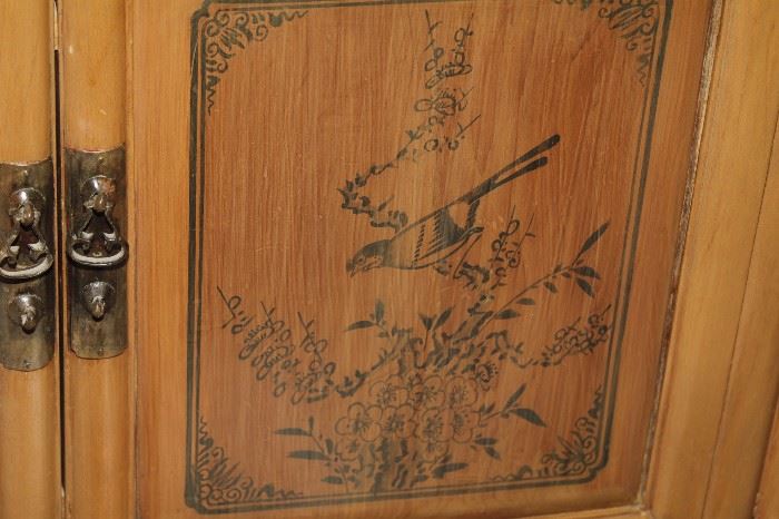 Etching on China cabinet