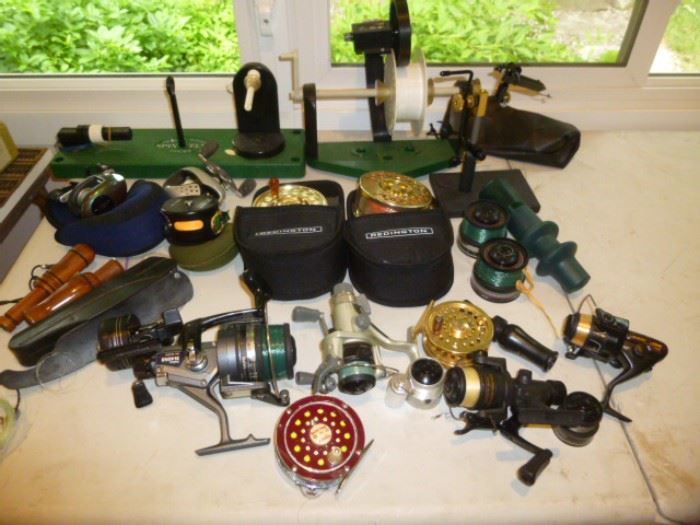 Many high end fishing poles, reels, and tackle - many never used!