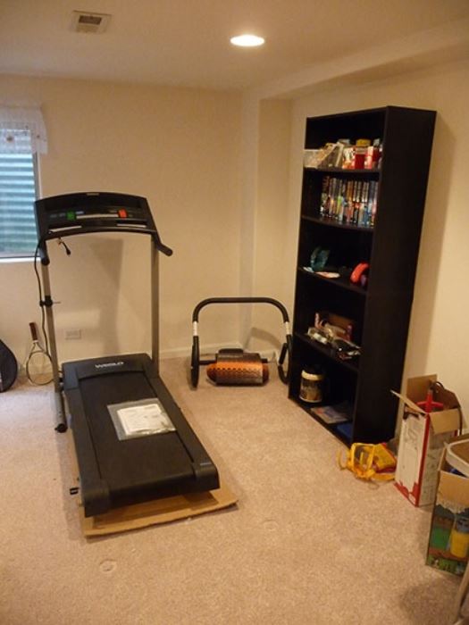 Treadmill and Bookcase