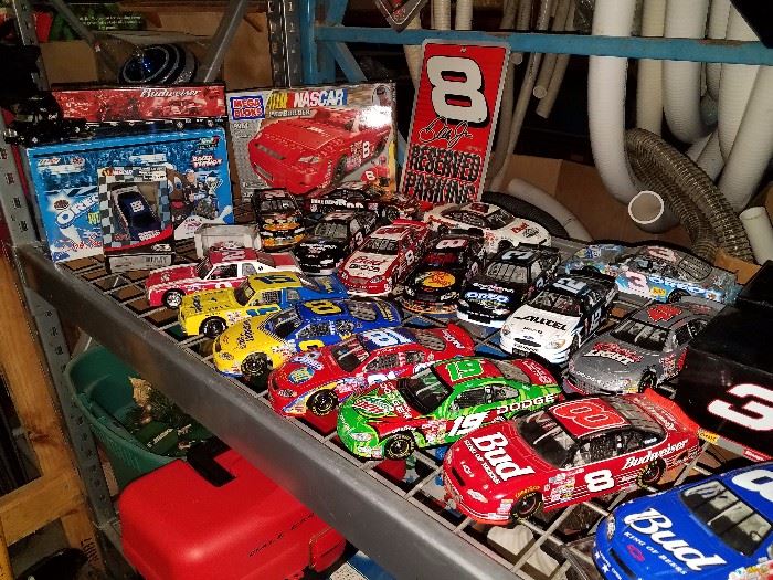 100+ Earnhardt Jr. Memorabilia including but not limited to Programs, 1:24, 1:64 Scale Cars, Seat Cushions, Playing Cards, Darts, Photo in a Wheel from a won race, Earnhardt Sr. Cars, Photos, Videos.. Too much to mention. This is a must see collection!