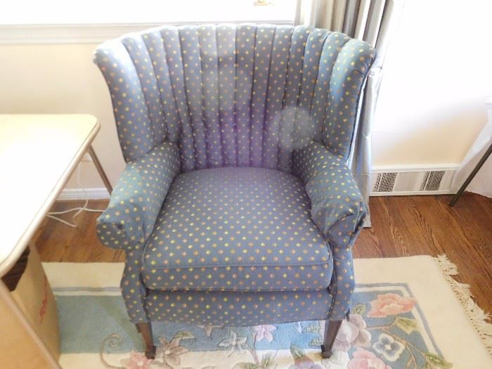 blue  wingback  chair