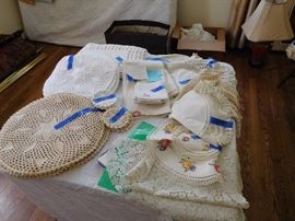 embroidered and crochet linens