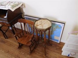 small  rocker ,plant stand, small  roll top  desk