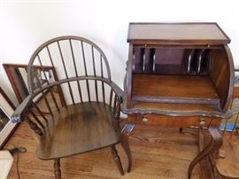 rolltop  top desk  and  vintage  chair
