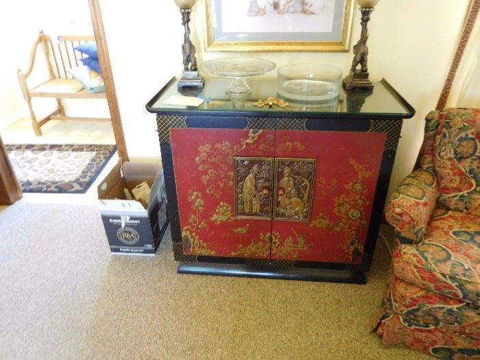 oriental  style  storage  cabinet, bench (not  the  chair)