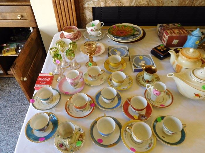cup and saucer  collection,  demitasse    cups  and  saucers  also