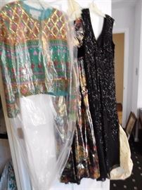 designed  clothes -Adrianna  papell  beaded  jacket,  Montaldos  beaded  dress,Toula  jacket  and  dress