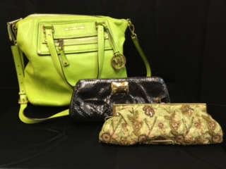 Michael Kors bag, and assorted clutches