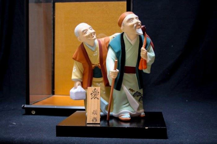 Case and Japanese Ceramic Figures