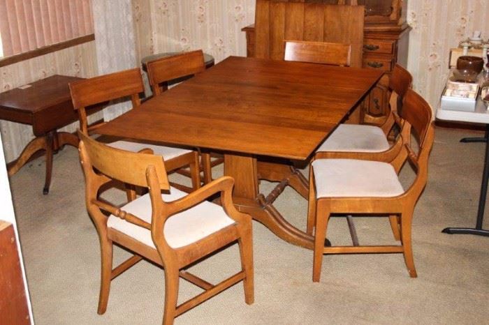 Maple Finish Table and Six Chairs