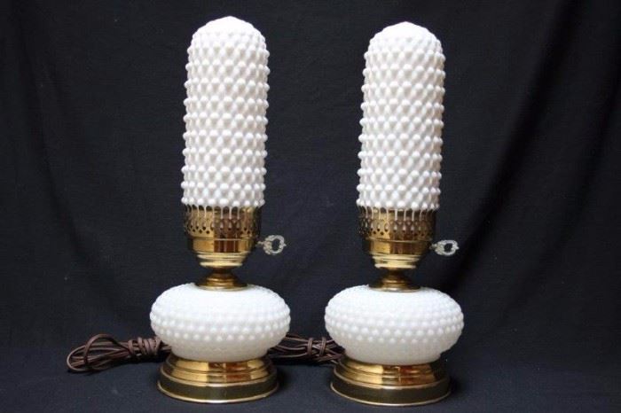 Pair of Milk Glass Vanity Lamps
