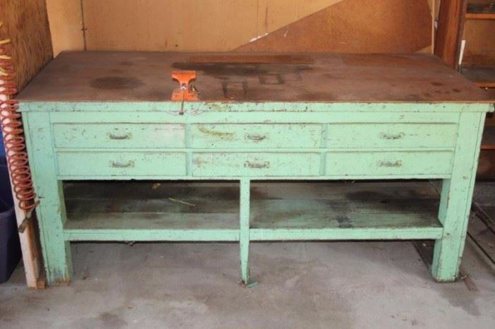 Painted Workbench and Vise