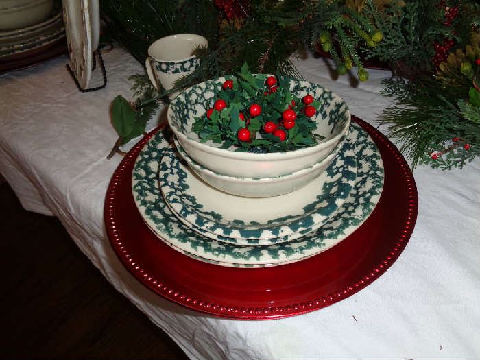 set of Christmas dishes