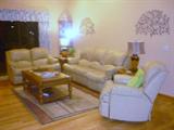 Off White L/R Furniture - All pieces have recliners - SOLD SINGLE RECLINER LEFT