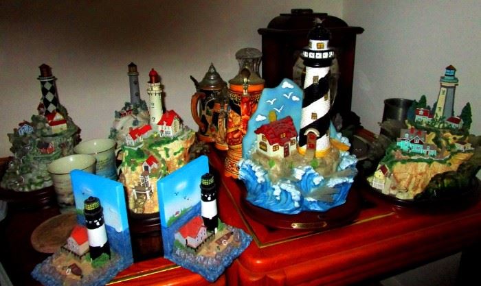 Collection of light houses and book ends