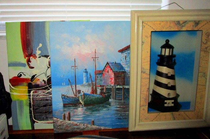 two signed oils and more light house art