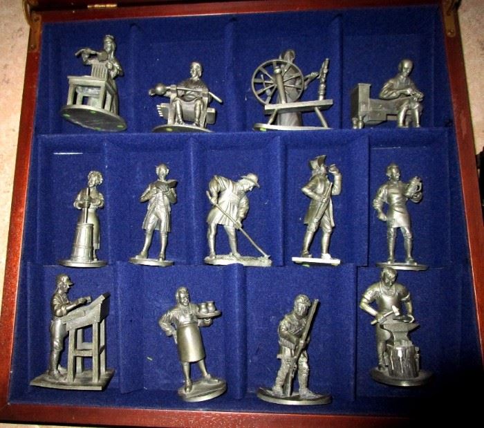 Pewter commemorative figurines representing all major colonial period trades