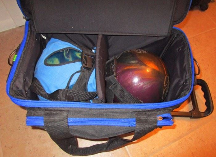 two bowling balls and carrying bag