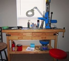 Gunsmith  & bullet maker's work bench with locking drawers