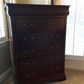 Master bedroom tall chest, matching dresser and pair of bedside chests