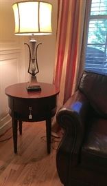 Round table with drawer by Bernhardt