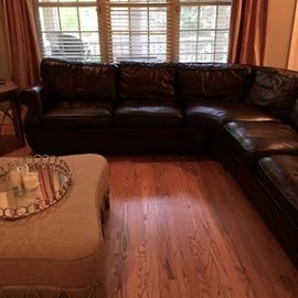 Leather sectional by Bernhardt with nail head trim, buttery soft, exceptional condition, scrumptious!!!