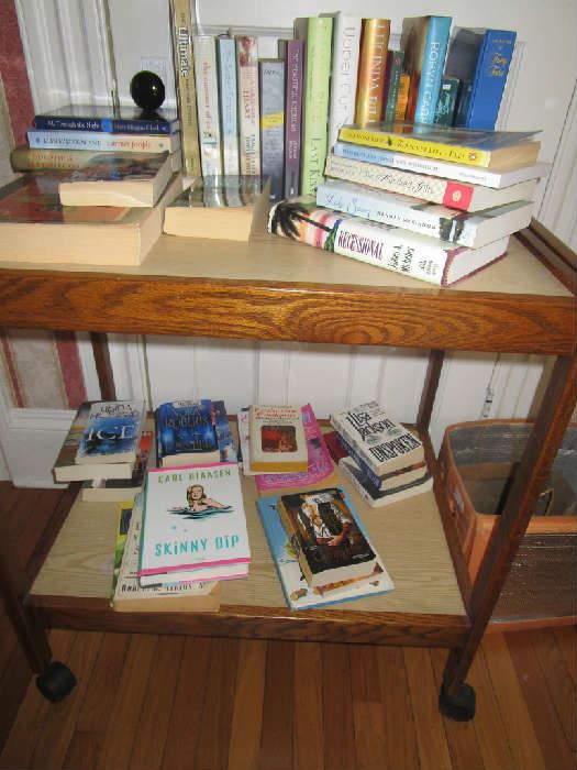Books and rolling cart