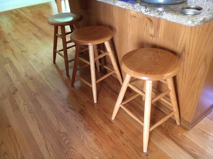 Set of three counter height bar stools 