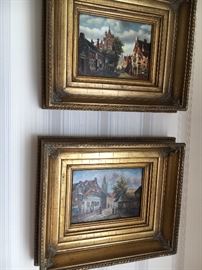 Pair of wood framed original oil paitnings