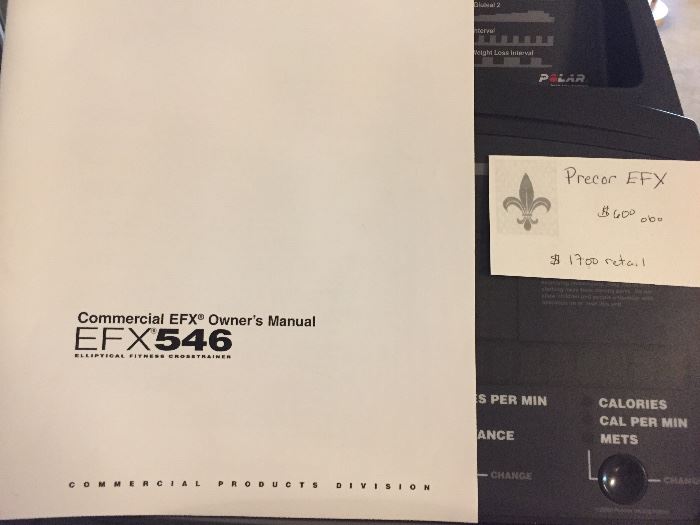 owner's manual for the EFX 546 Precor Elliptical