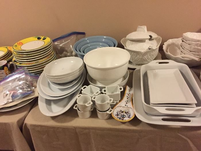more white dishes and serving pieces