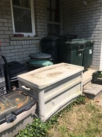 out door storage container and garbage cans
