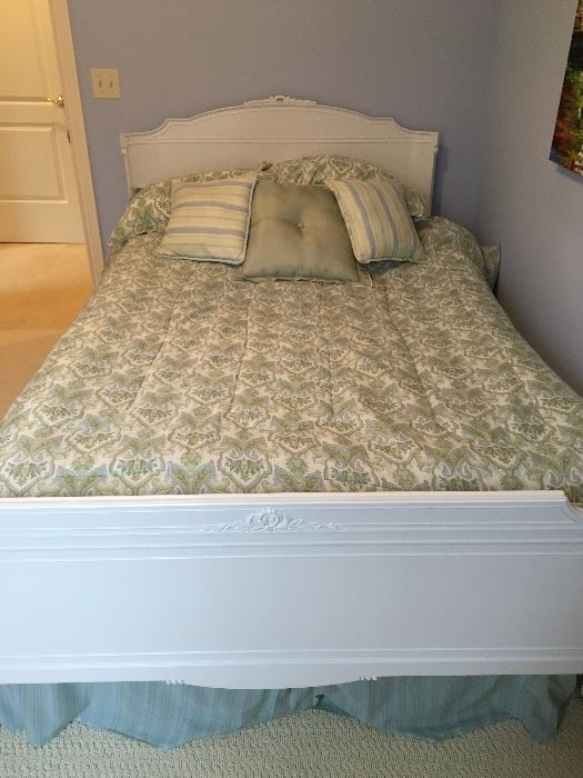 Double bed, painted white.  Additional dressers available.