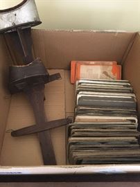 Two antique stereoscope viewers with 163 cards.