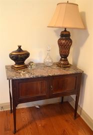 Louis XVI server/sideboard (marble top has break)