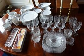 fine china, etched glass dishes