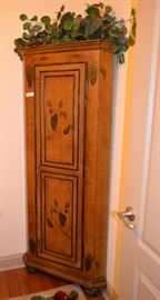 Paint decorated Corner Cupboard