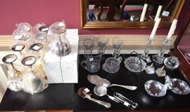 selection of silverplate & glassware