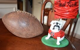Wilson TD Official football with UGA Durward Pennington autograph; Georgia Bulldog signed Mark Richt(on back of Uga)