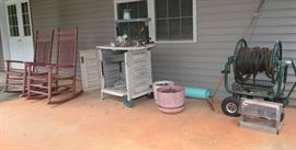 Porch Rockers; storage cart; hose reel cart