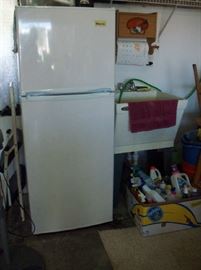 Refrigerator, box of cleaning items