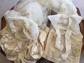 Antique wedding gown with veils