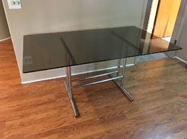 glass top dining table with chrome base, 1960-1970's