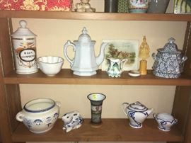 Art nouveau, transfer ware, pharmacy jar