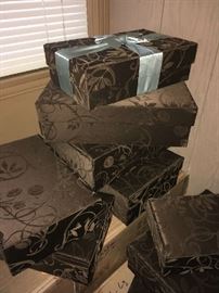 Cut velvet covered boudoir boxes