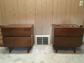 night stands by American of Martinsville, great mid century modern walnut finish