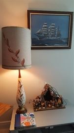 Vintage Lamp, nativity display, artwork