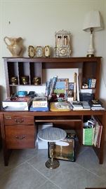 Desk, office supplies, Brass/Marble accent table (new)